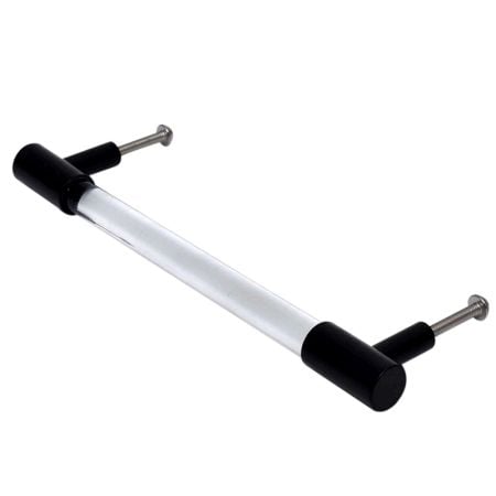 Clear Black Medium Cylinder Glass Door Handles